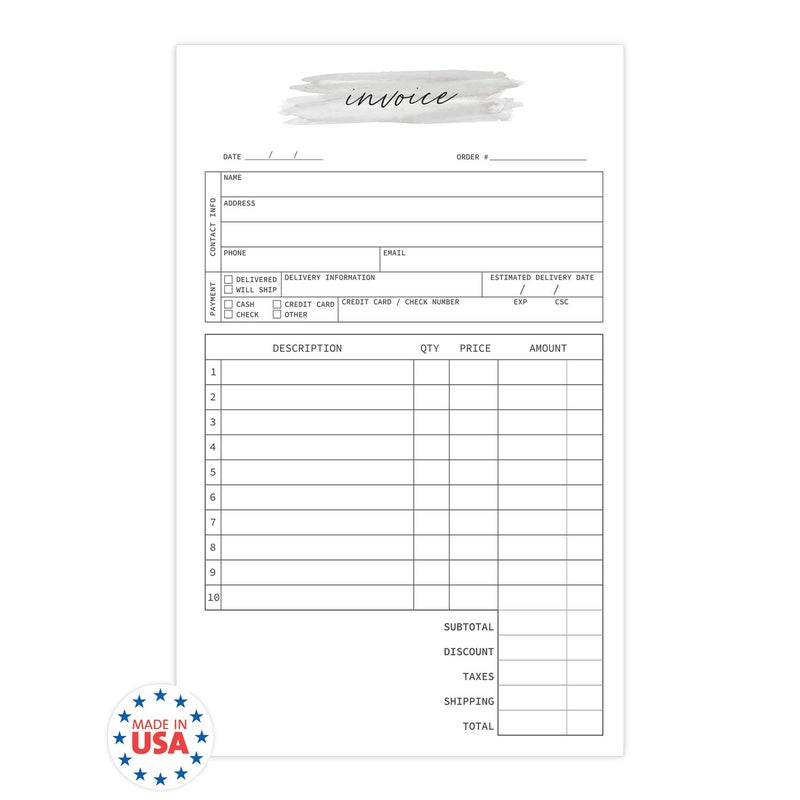 SBlabels Watercolor 2-Part Carbonless Invoice Form Pad / 50 Sets / 5.5" x 8.5" Carbon Copy Purchase Sales Receipt Book - Image 3